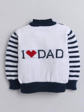 Little Angels Little Angels Sweater Set Baby Wool Full Sleeves V-Neck Fair Isle Knitted Red 3-Piece Set Sweater Sets Navy & White Striped Woollen Cardigan with ‘I Love Dad’ Sweater